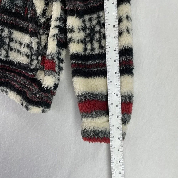 Billabong Fleece Jacket Women's S Red Ivory Aztec Tribal Print Hooded Pullover - Picture 5 of 13